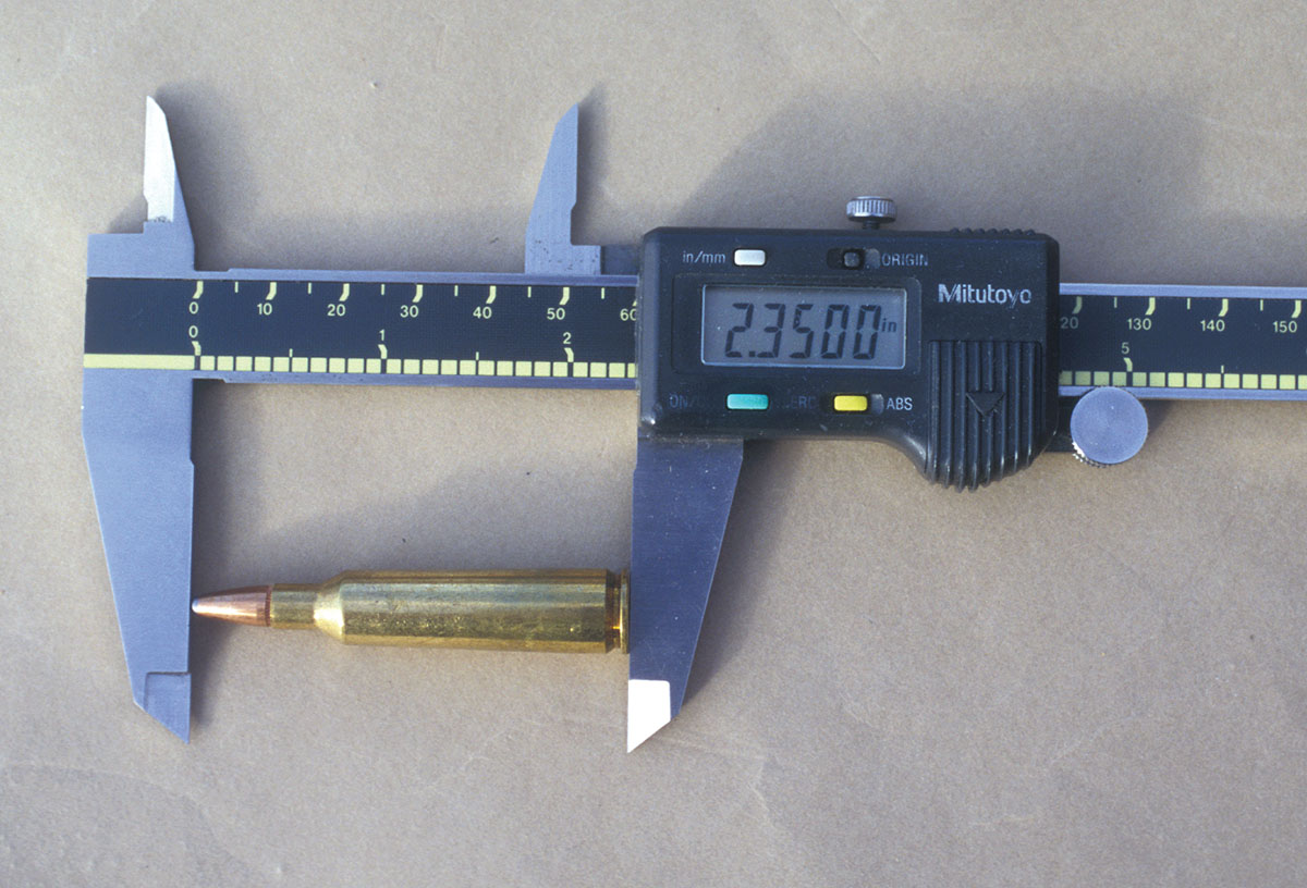 SAAMI suggests overall cartridge length for the .22-250 be held within 2.350 inches.